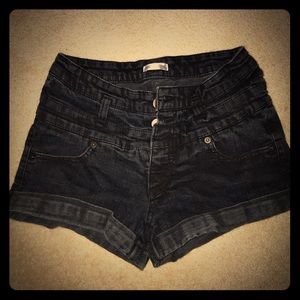 high waisted black denim shorts